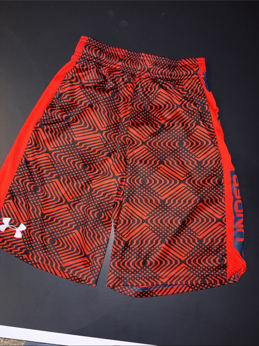 Under Armour Red and navy Geometric Athletic Shorts